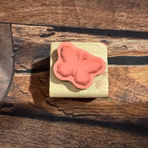 Butterfly Silhouette Rubber Stamp Wood Mounted Insect Nature Garden Craft Art - Picture 2 of 9